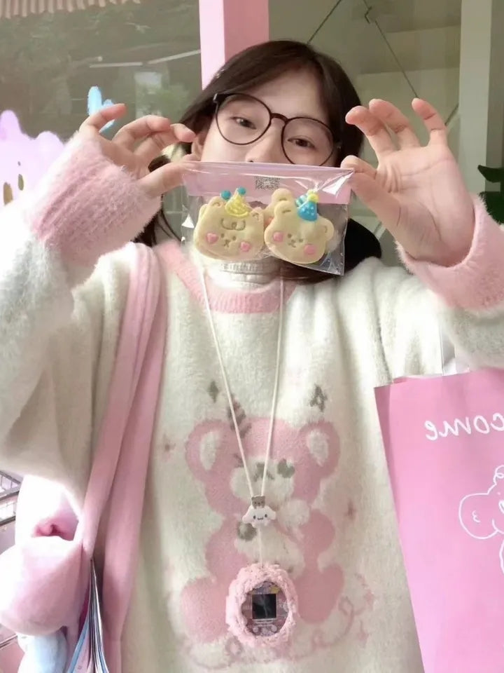 Bear Crew Neck Loose Sweater
