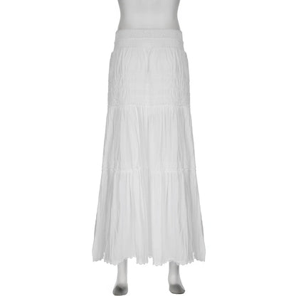 White Low Waist Maxi Skirt