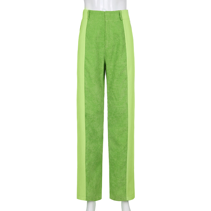 Green Corduroy High Waist Pants