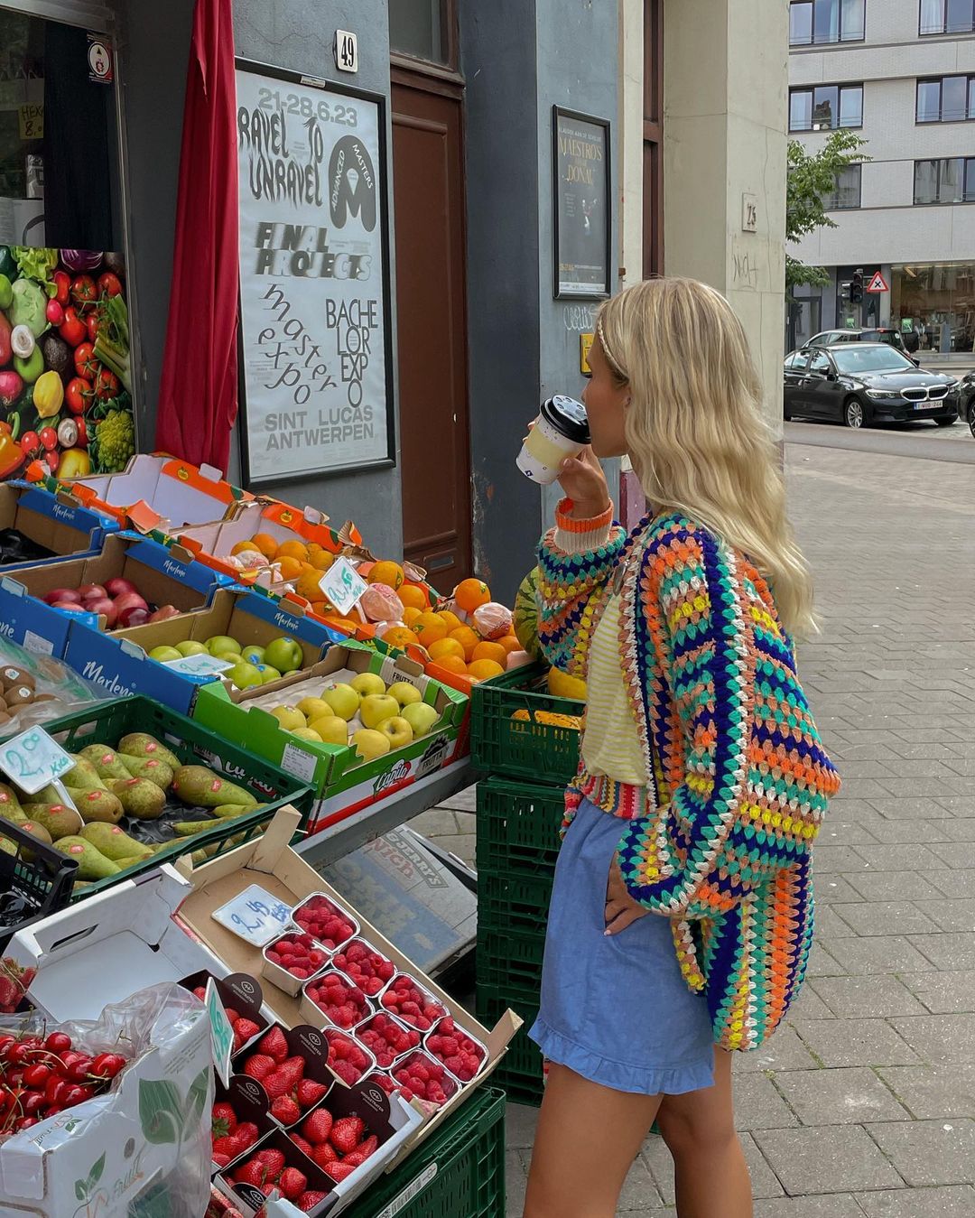 Rainbow Stripe Crochet Loose Cardigan