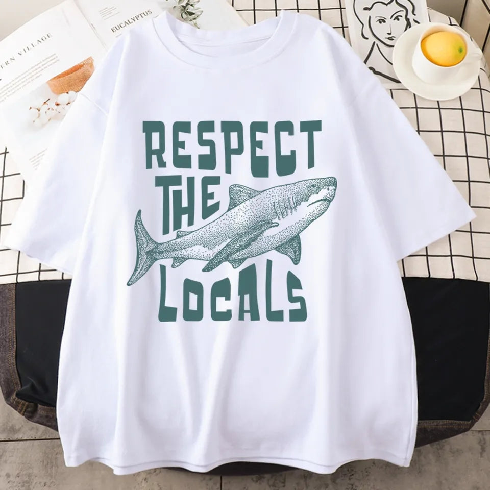 Respect Shark Print Short Sleeve T-shirt