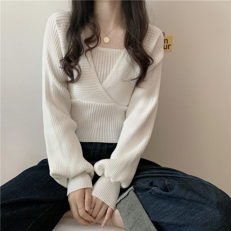 White Knit Crop Sweater