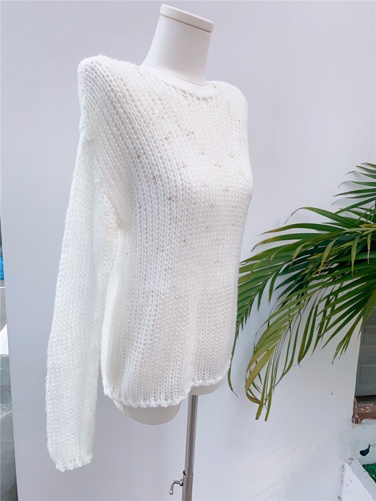 White Crochet See Through Sweater