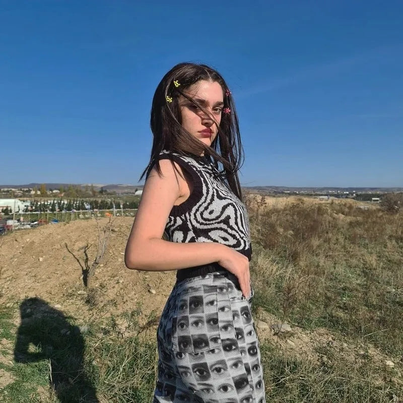 Eye Print Sweater Vest