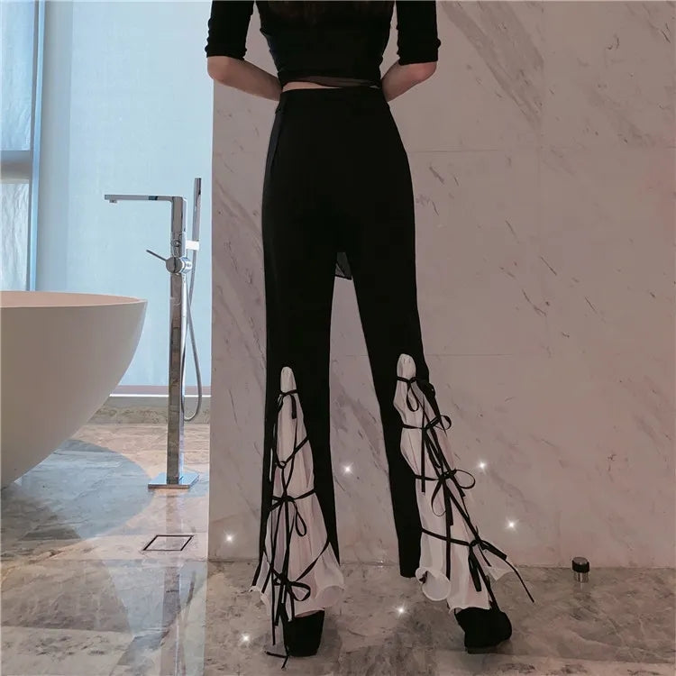 Bell Bottom Bow High Waist Flare Pants