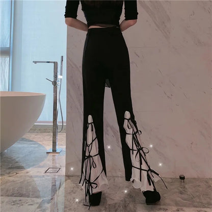 Bell Bottom Bow High Waist Flare Pants