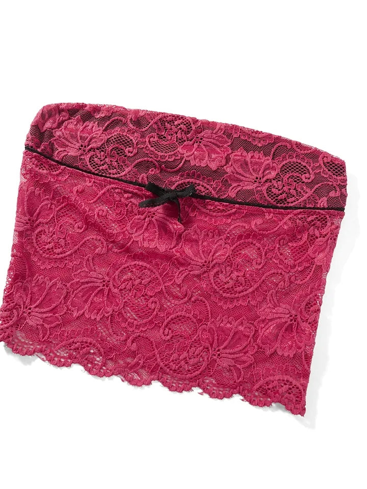 Hot Pink Lace Mesh Tube Top