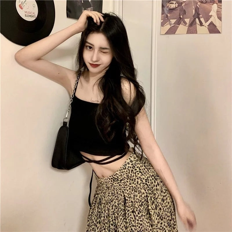 Cute Sexy Sweet Basic Cotton Camisole Sleeveless Crop Top Summer Aesthetic Casual E-Girl Kawaii Korean Japanese Harajuku