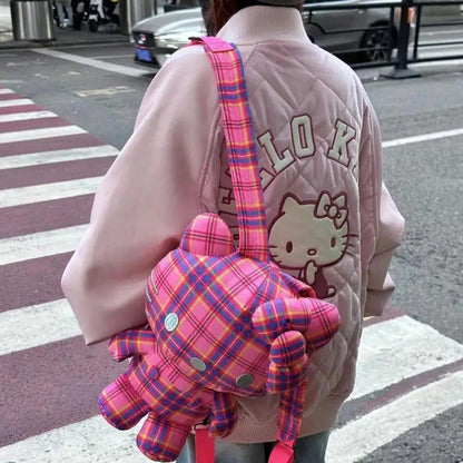 PU Cat Embroidery Thick Baseball Jacket
