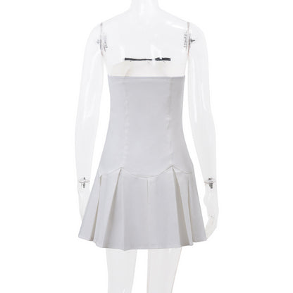 Preppy Bow Patchwork Strapless Mini Dress