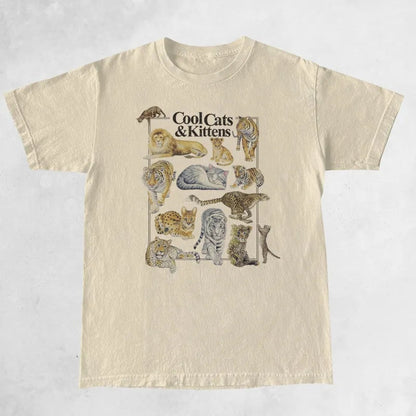Cool Cat Print Short Sleeve T-shirt