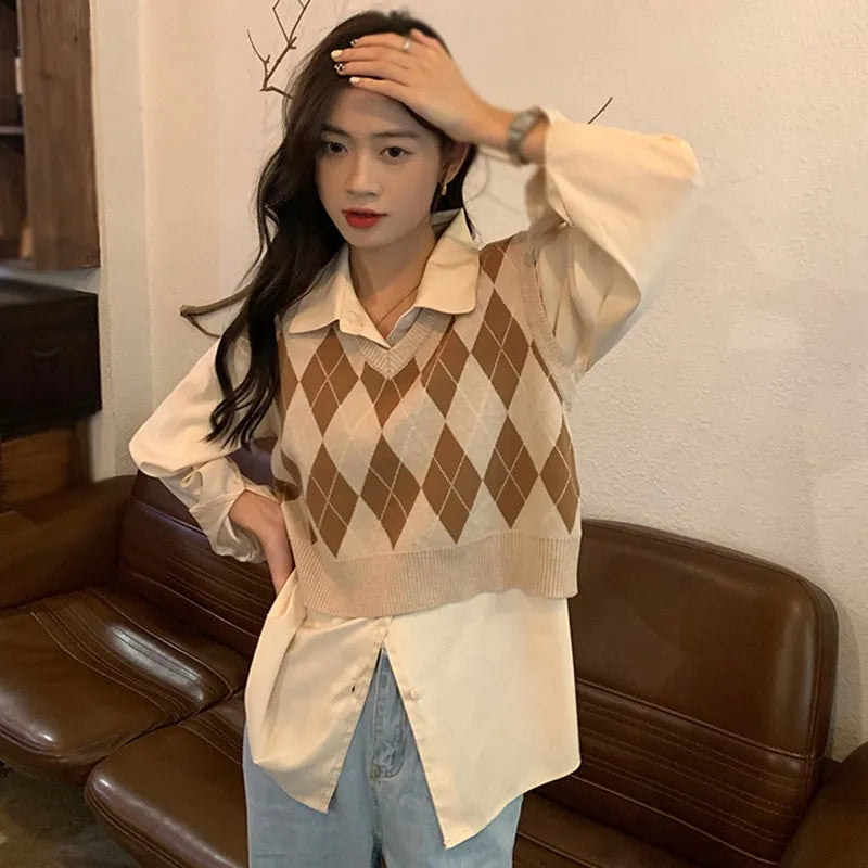 Black & White Lattice Sweater Vest