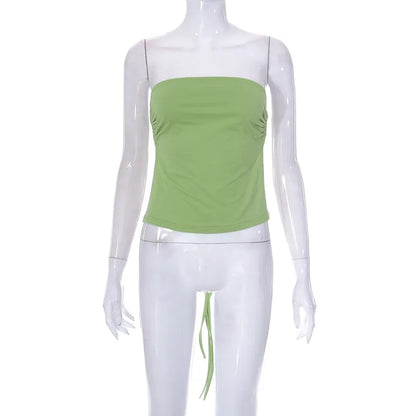 Green Strapless Bandage Backless Top