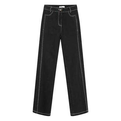 2PCS Black Denim Corset + Straight Flare Jeans