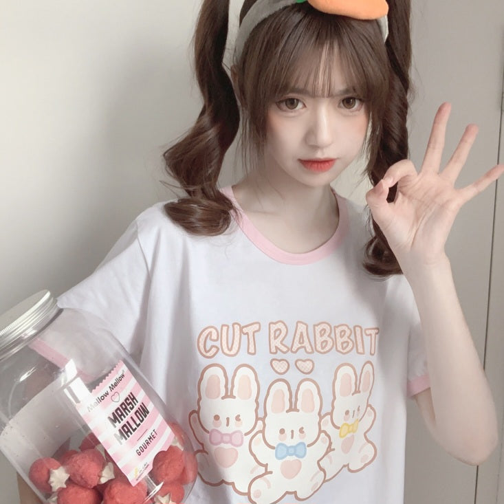 Rabbit Print Short Sleeve T-shirt