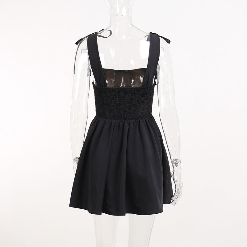 White Lace Up Backless Dress