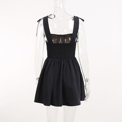 White Lace Up Backless Dress