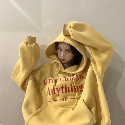 Girls Letter Print Oversized Hoodie