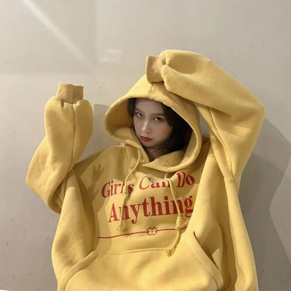 Girls Letter Print Oversized Hoodie