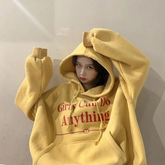 Girls Letter Print Oversized Hoodie