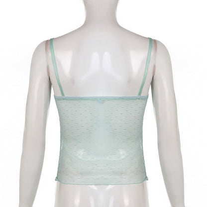 Blue Polka Dot Lace Camisole