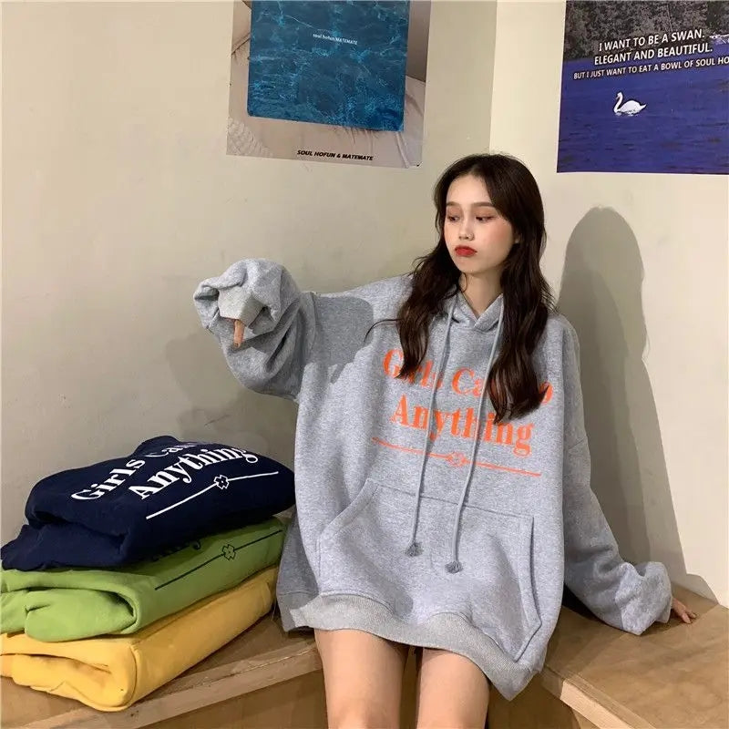 Girls Letter Print Oversized Hoodie