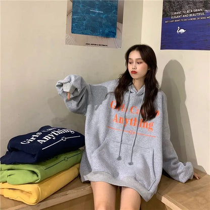 Girls Letter Print Oversized Hoodie