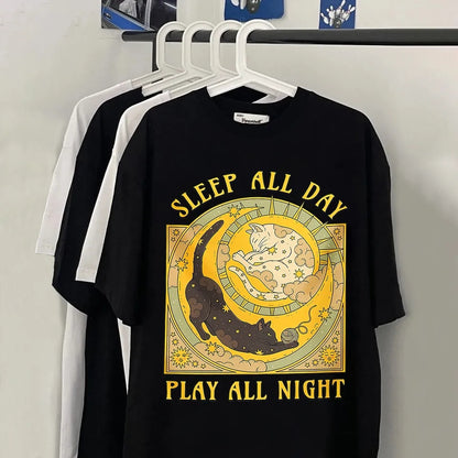 Cat Tarrot Card Print Short Sleeve T-shirt