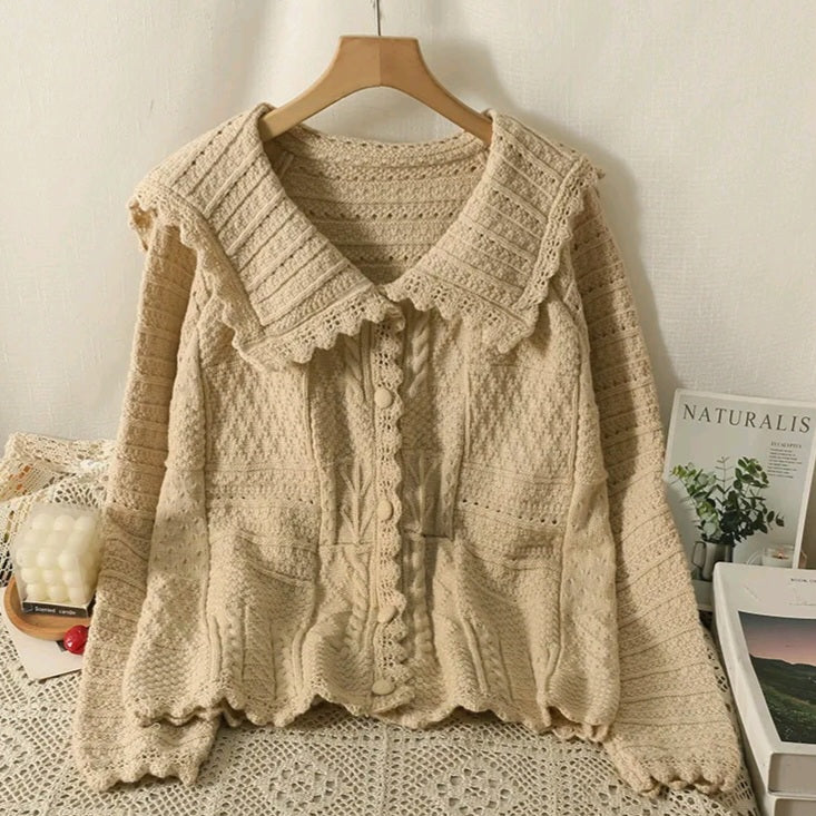 Preppy Turn Down Collar Sweater