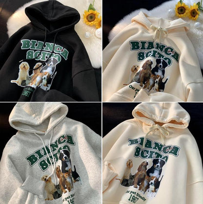 Dog Print Long Sleeve Hoodie