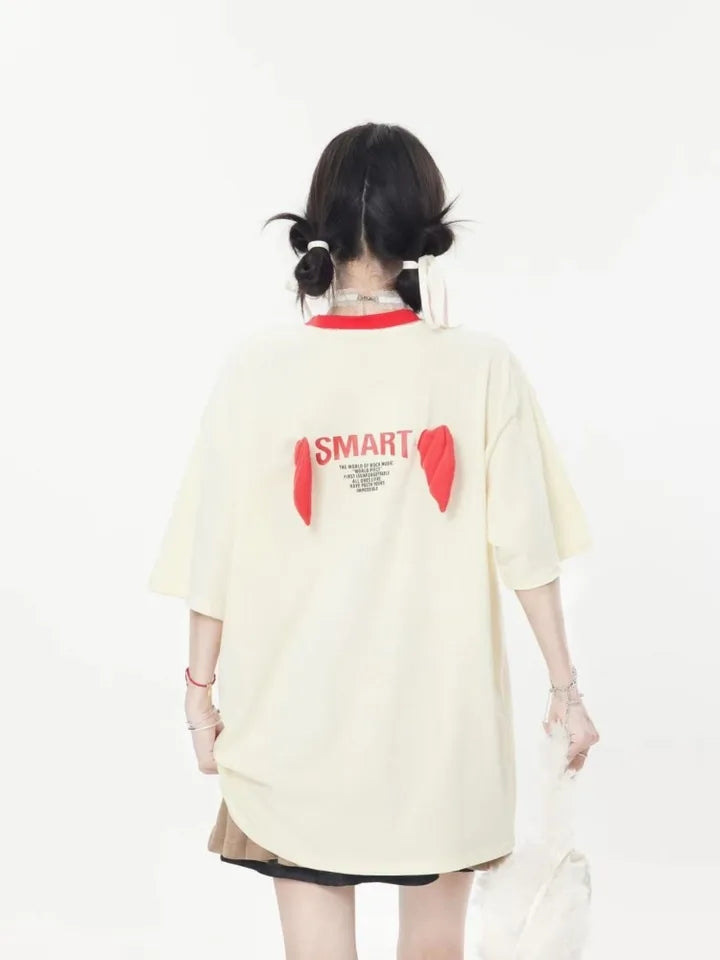 Demon Horn Oversized Graphic T-shirt