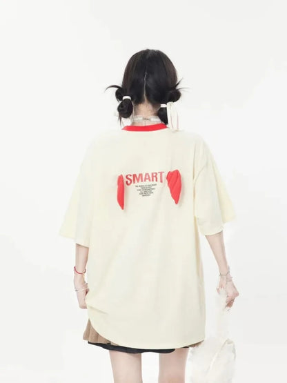 Demon Horn Oversized Graphic T-shirt