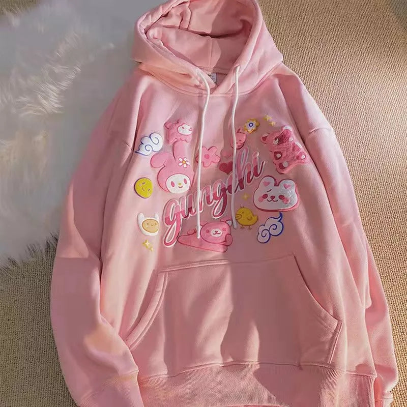 Anime Cartoon Graphic Print Hoodie