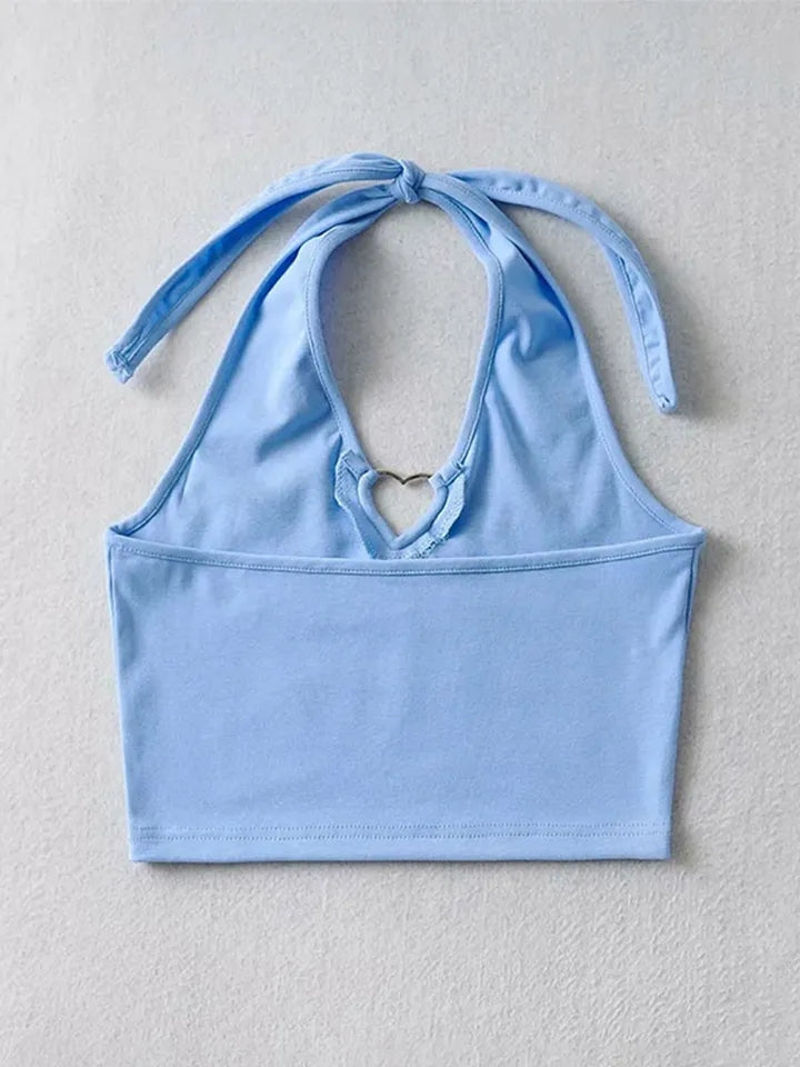 Heart Hollow Out V Neck Halter Top