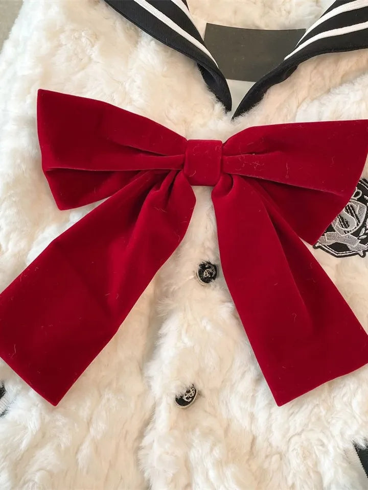 Japanese Sailor Fluffy Bow Knot Jacket