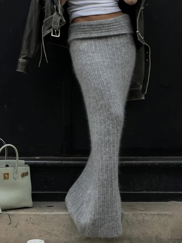 Grey Knit Low Raise Skirt