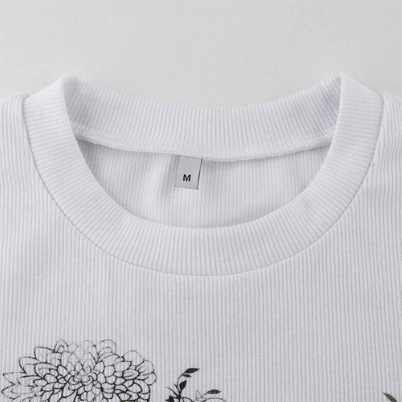 Cute Sexy Tiger Vintage Ribbed Print Graphic Crop Top Shirt Tee T-shirt E-Girl Kawaii Korean Japanese Harajuku Chinese Retro Streetwear Aesthetic