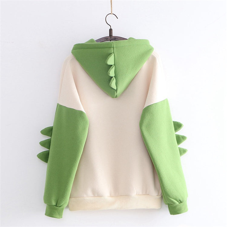 Cute 3D Funny Dinosaur Cartoon Hoodie With Horns Sweatshirt Sweater Long Sleeve Pullover Cosplay E-Girl Kawaii Korean Japanese Harajuku Streetwear
