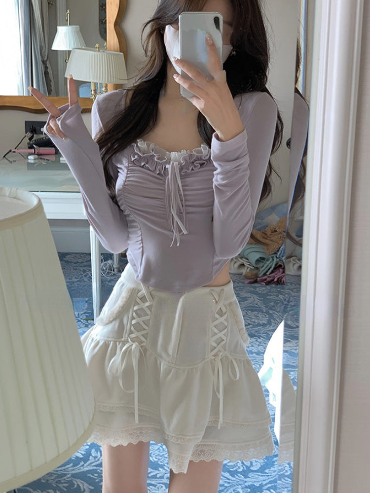 Purple Lace Crop Top