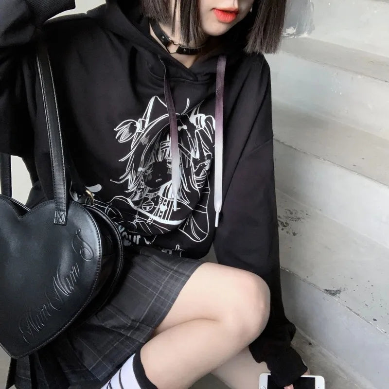 Anime Graphic Print Hoodie