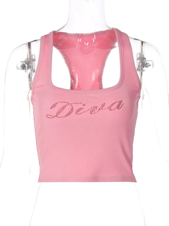 Pink Diva Rhinestone Tank Top