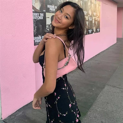 Cute Sweet Flower Mesh Embroidery V-neck Sling A-line Mini Dress Summer Aesthetic Casual E-Girl Kawaii Korean Japanese Harajuku