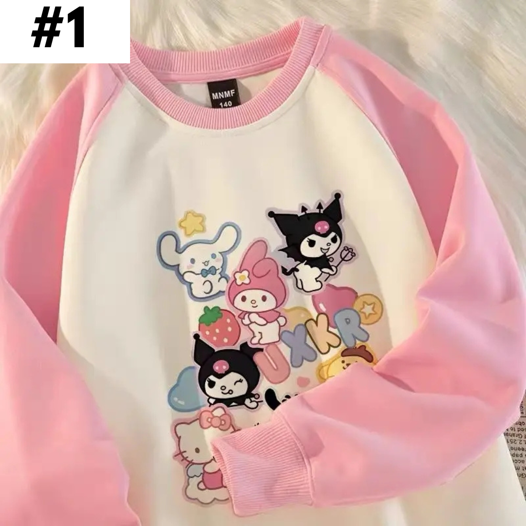 Japanese Anime Cartoon Patchwork Long Sleeve Shirt