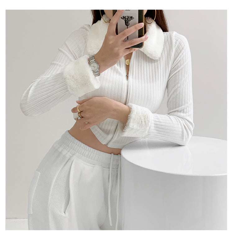 Faux Fur Trim Collar Jacket