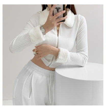 Faux Fur Trim Collar Jacket