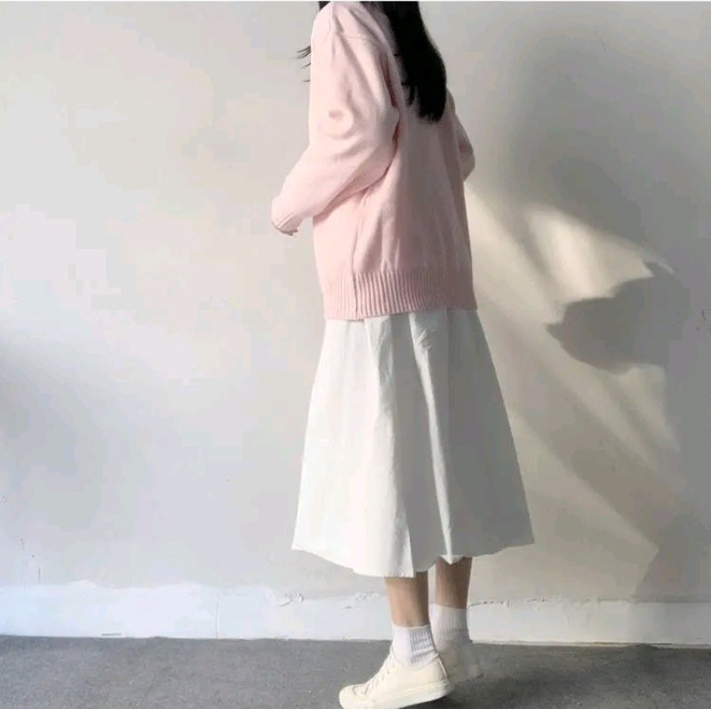 Sweet Pink Peach Embroidery Sweater