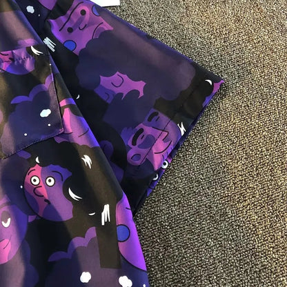 Purple People Graphic Print Short Sleeve Shirt