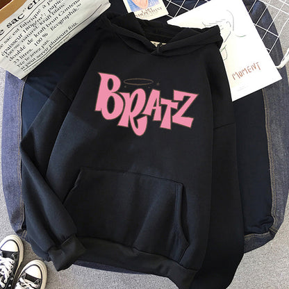 Letter Print Doll Loose Oversized Hoodie Long Sleeve Sweatshirt Sweater Pullover Jumper E-Girl Kawaii Korean Japanese Harajuku Streetwear