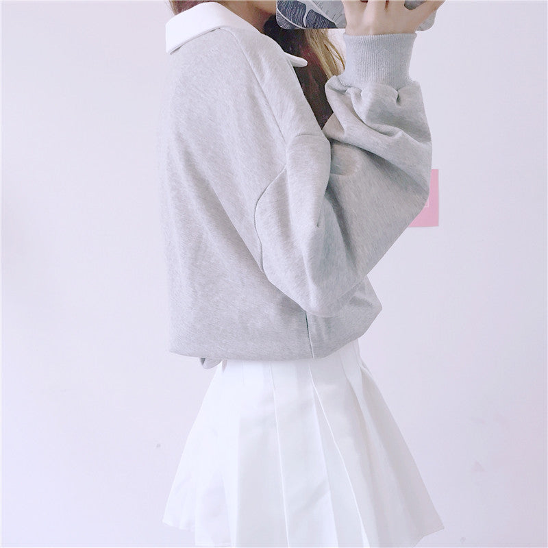 Cute Heart Embroidery Pocket Oversized Sweater Long Sleeve Shirt Pullover Hoodie Sweatshirt E-Girl Kawaii Korean Japanese Harajuku Retro Streetwear
