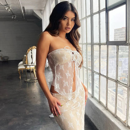 Black Lace Bustier Tube Top
